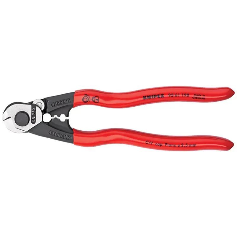 Knipex 190mm Forged Wire Rope Cutters in Red/Black