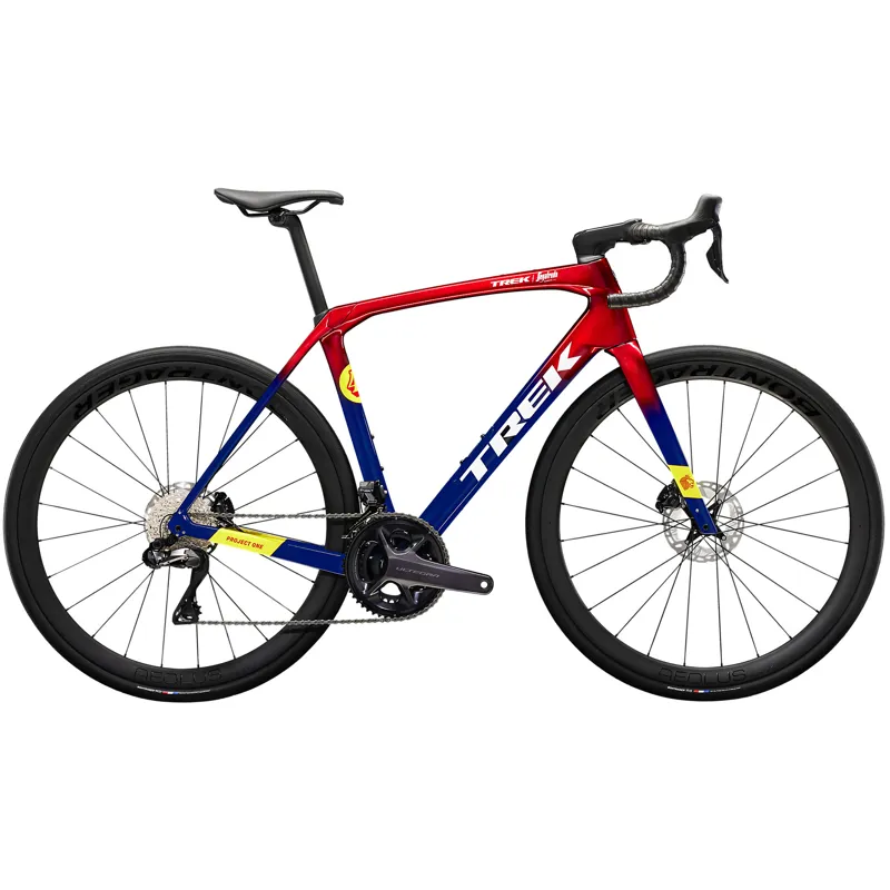 Trek Domane SLR 7 Road Bike in Metallic Red Smoke/Blue Smoke Fade