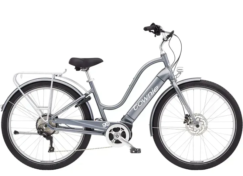 Electra Townie Path Go! 10D Step-Thru E-Bike in Holographic Silver