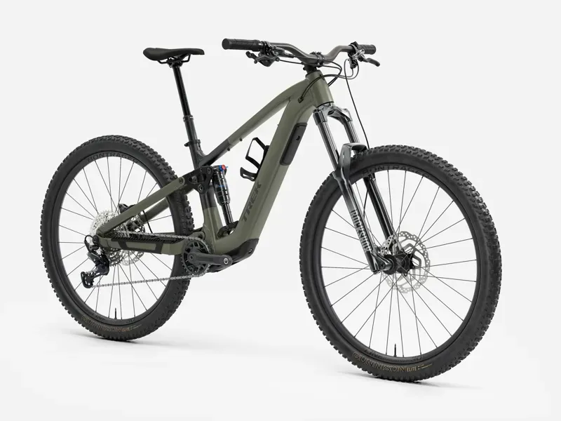 Trek Fuel+ EX 5 Gen 2 E-Mountain Bike In Matte Olive Grey/Trek Black-1