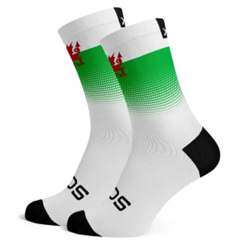 Sox Footwear Wales Flag White Premium Crew Socks in White
