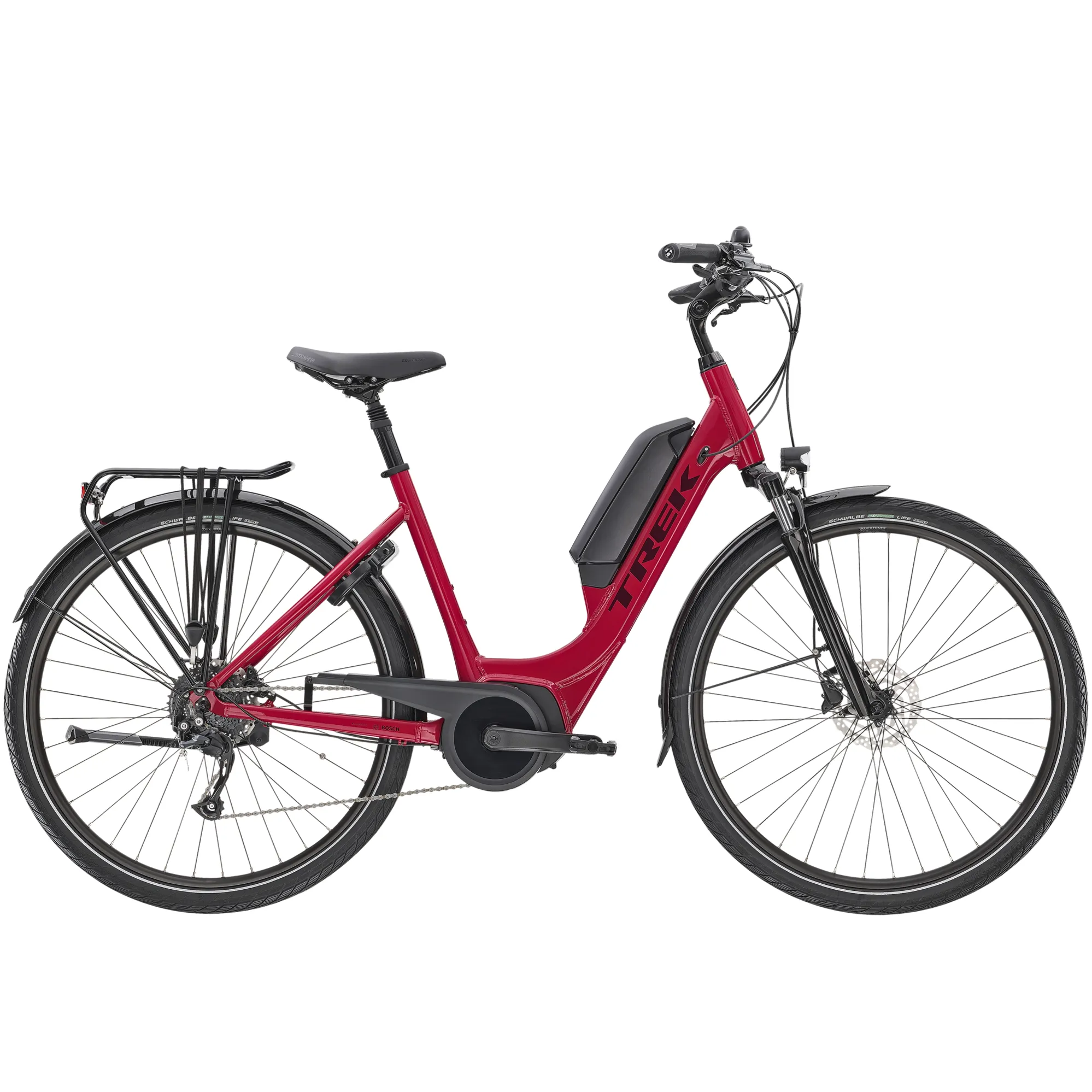 Trek Verve+ Lowstep Electric Hybrid Bike in Pink - Main Image