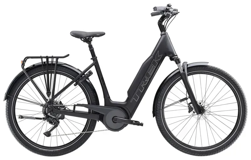 Trek Verve+ 3 725WH Lowstep E-Hybrid Bike in Matte Trek Black