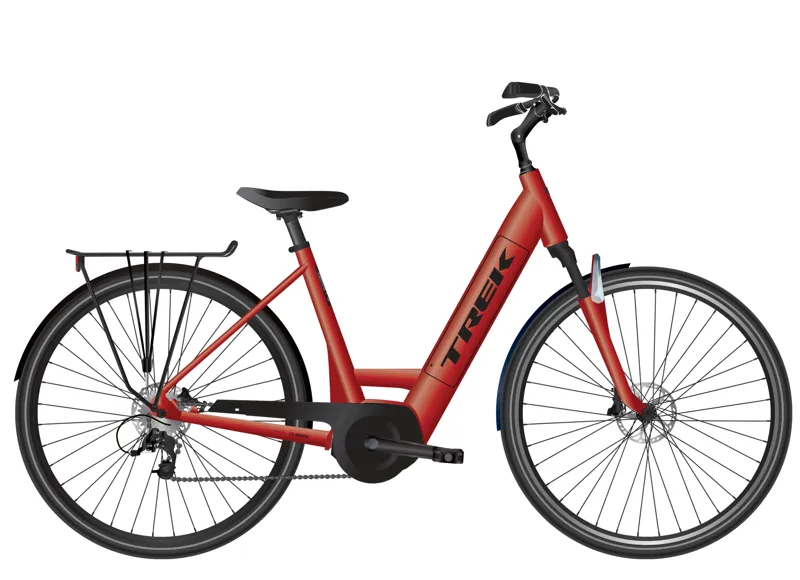 Trek Verve+ 4 Lowstep Hybrid eBike in Red